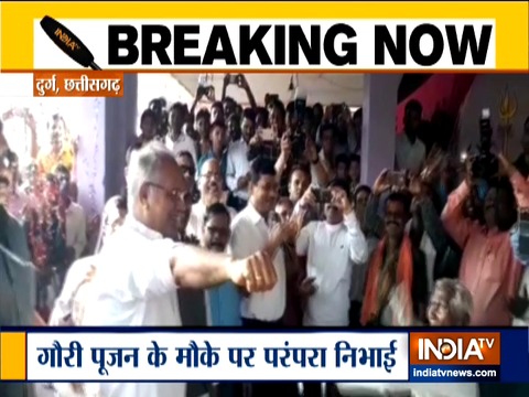 Chhattisgarh CM participates in Gaura Gauri puja in Durg