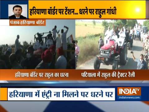 Congress leader Rahul Gandhi leads tractor rally, as part of party's 'Kheti Bachao Yatra'