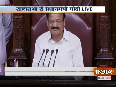 PM Modi welcomes Venkaiah Naidu in Rajya Sabha