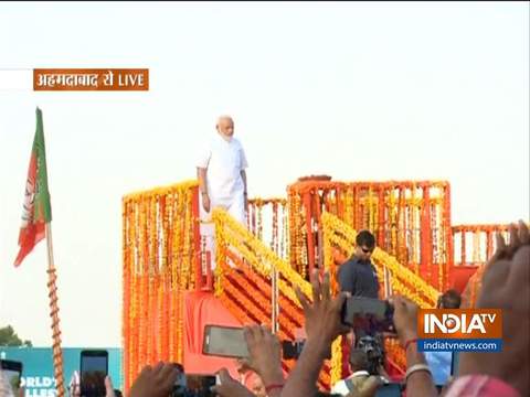 PM Modi pays tribute to Sardar Vallabhbhai Patel's statue near the Ahmedabad Airport