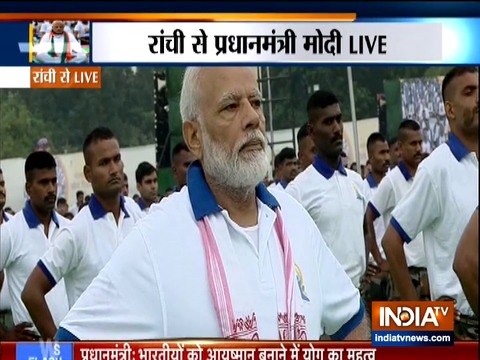 International Yoga Day 2019: PM Modi performs neck exercises and skandha chakra