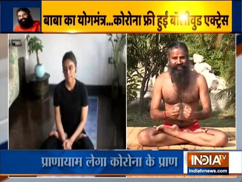 Swami Ramdev shares yogasanas to strengthen immunity with actress Zoa Morani