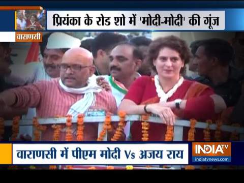 People chant 'Modi Modi' at Priyanka Gandhi’s mega roadshow in Varanasi