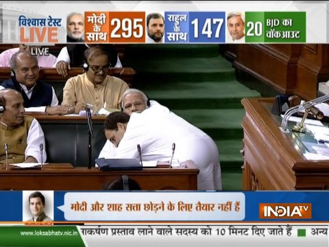 Rahul Gandhi hugs PM Modi in Lok Sabha, says I have no hatred for anyone