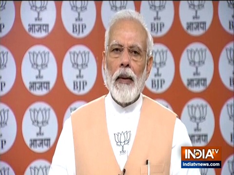 PM Modi addresses BJP workers on party 40th foundation day