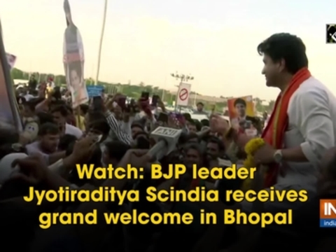 Watch: BJP leader Jyotiraditya Scindia receives grand welcome in Bhopal