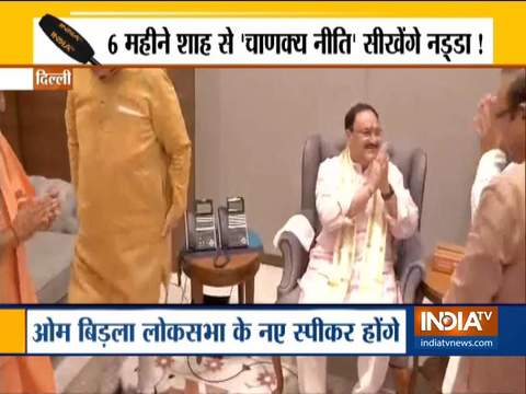 BJP Working President JP Nadda receives grand welcome at BJP headquarters