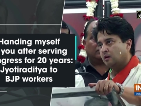 Handing myself to you after serving Congress for 20 years: Jyotiraditya to BJP workers