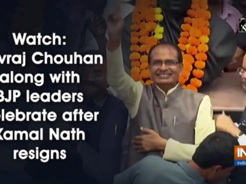 Watch: Shivraj Chouhan along with BJP leaders celebrate after Kamal Nath resigns