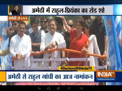 Rahul Gandhi holds road show in Amethi along with Priyanka Gandhi and her husband Robert Vadra