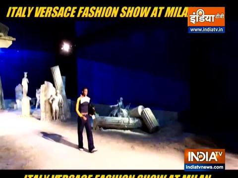 Models walk the ramp at Italy Versace fashion show