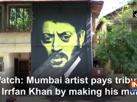 Watch: Mumbai artist pays tribute to Irrfan Khan by making his mural