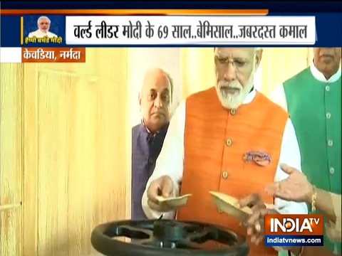 Prime Minister Narendra Modi at Ekta Nursery in Kevadiya, Gujarat