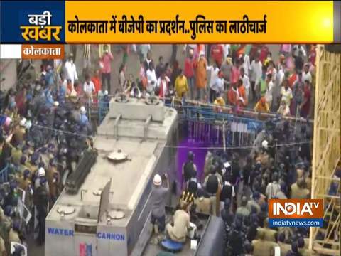 Police lathi-charge, use water cannons on protesting BJP workers in Kolkata