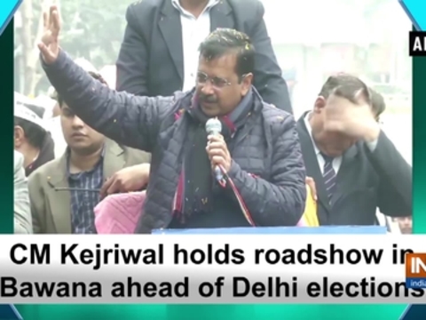 CM Kejriwal holds roadshow in Bawana ahead of Delhi elections