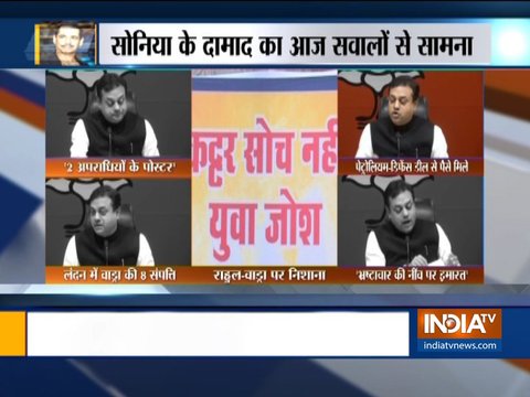 Sambit Patra attacks Congress for putting Robert Vadra's poster with Rahul and Priyanka