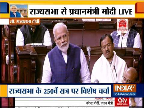 PM Modi speaks in Rajya Sabha during discussion on 250th session of the house