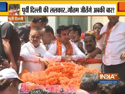 BJP candidate Gautam Gambhir holds a 8 km long roadshow in Delhi