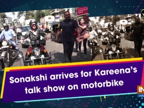 Sonakshi arrives for Kareena's talk show on motorbike