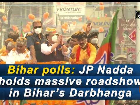 Bihar polls: JP Nadda holds massive roadshow in Bihar's Darbhanga