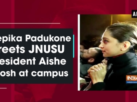 Deepika Padukone greets JNUSU president Aishe Ghosh at campus