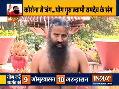 Swami Ramdev inspires children and adults to do yoga daily