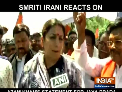 Union Minister Smriti Irani reacts on Azam Khan's remark on Jaya Prada