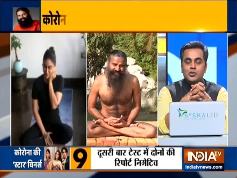 Swami Ramdev shares yogasanas to strengthen immunity with actress Zoya Morani