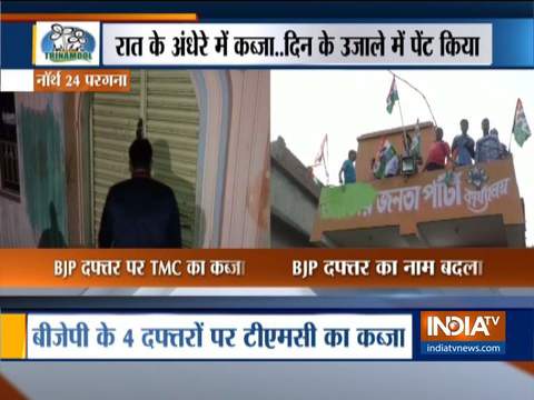 TMC workers capture BJP offices in North 24 Pargana after victory in by-polls