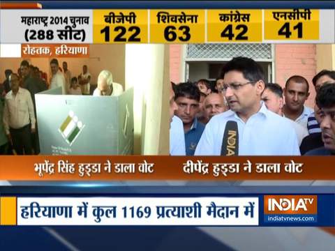 Assembly Polls 2019: Bhupinder hooda, Deepender Hooda, Prakash Javadekar cast their votes