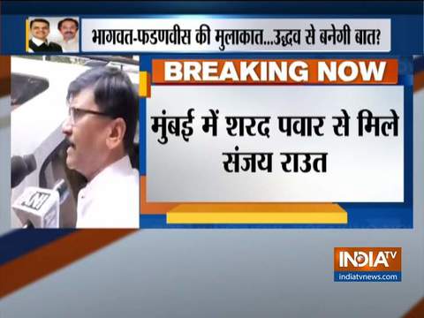 Shiv Sena's Sanjay Raut meets NCP chief Sharad Pawar at his residence