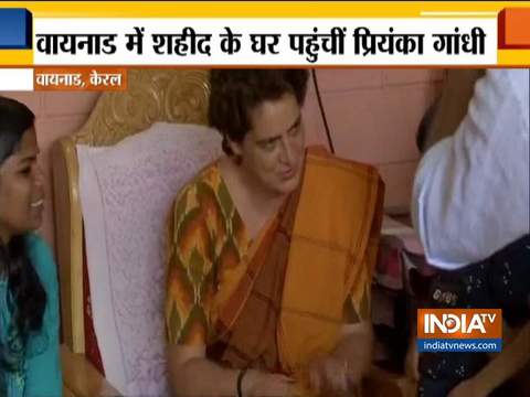 Wayanad: Priyanka Gandhi meets family of martyred killed in Pulwama attack