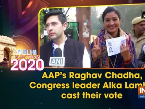 AAP's Raghav Chadha, Congress leader Alka Lamba cast their vote