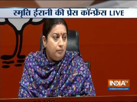 Clear proof of political conspiracy by Congress to destroy Amit Shah: Smriti Irani