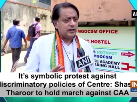 It's symbolic protest against discriminatory policies of Centre: Shashi Tharoor to hold march against CAA