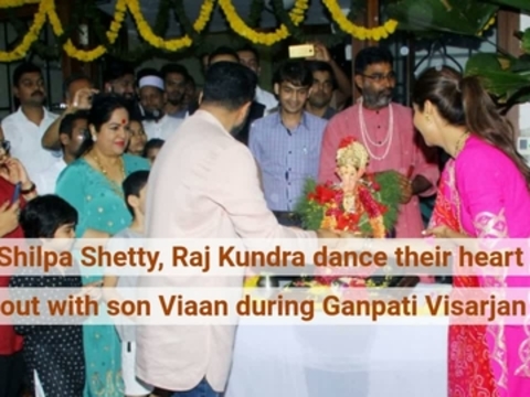 Shilpa Shetty, Raj Kundra dance their heart out with son Viaan during Ganpati Visarjan