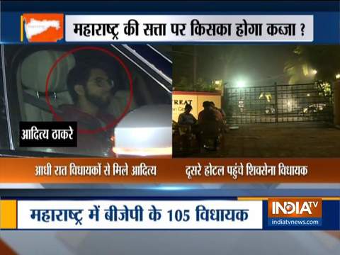 Aditya Thackeray meets Shiv Sena MLAs as they are shifted to new location