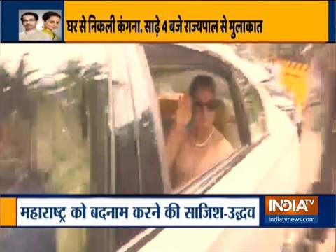 Actress Kangana Ranaut leaves for Raj Bhavan to meet Maharashtra Guv Koshyari