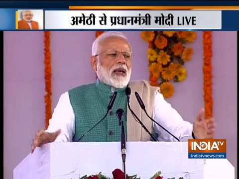 Prime Minister Narendra Modi addressed a public rally in Uttar Pradesh's Amethi