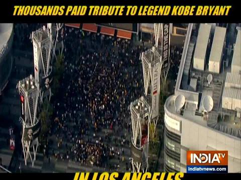 Thousands flocked to Staples Center in Los Angeles to pay tribute to Kobe Bryant