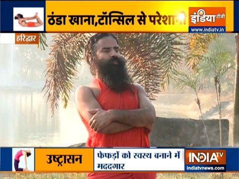 To get rid of the tonsils, Swami Ramdev shares Yogasanas, Acupressure Points and Ayurvedic Remedy