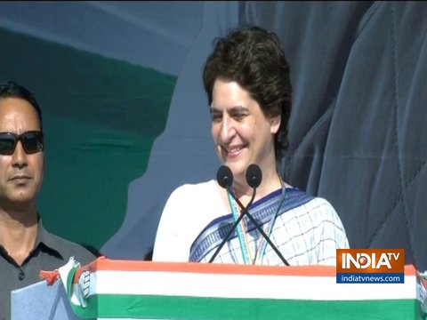 Priyanka Gandhi first elections speech where she takes on PM Modi | Watch