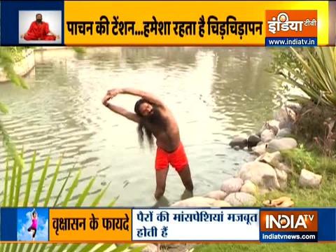 Swami Ramdev on India TV shows how aqua yoga helps in relieving tension