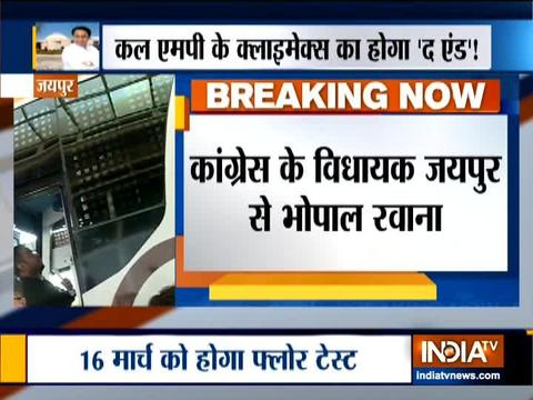 MP govt crisis: Congress MLAs lodged in Jaipur resort leave for Bhopal