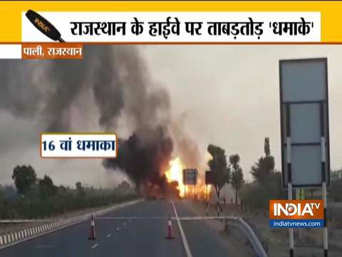 Truck carrying LPG cylinders catches fire in Rajasthan's Pali