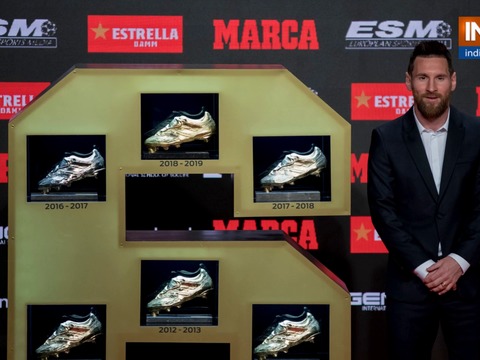 Barcelona's Lionel Messi wins sixth Golden Shoe award