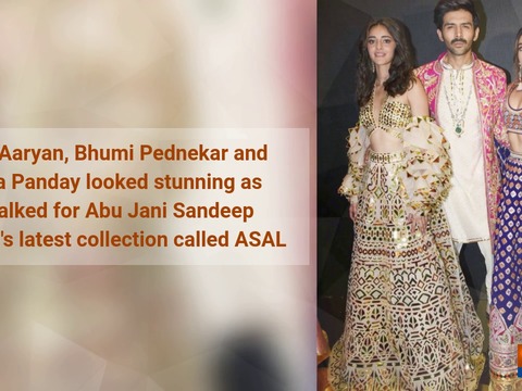 Kartik Aaryan, Bhumi Pednekar and Ananya Panday walk the ramp for Abu Jani Sandeep Khosla