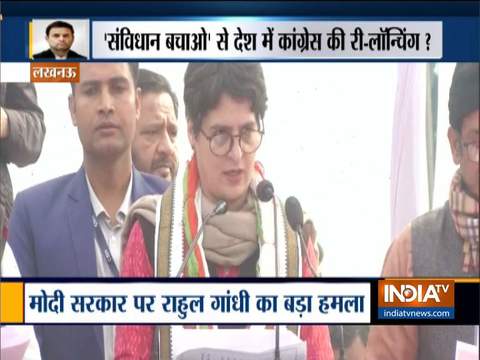 Congress foundation day: Priyanka Gandhi Vadra attends party event in Lucknow