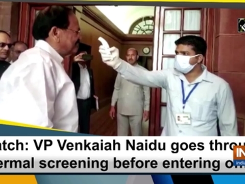 Watch: VP Venkaiah Naidu goes through thermal screening before entering office