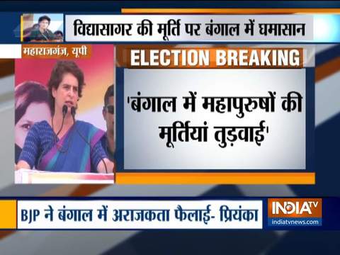 Priyanka Gandhi attacks BJP for vandalising Vidyasagar statue in Bengal